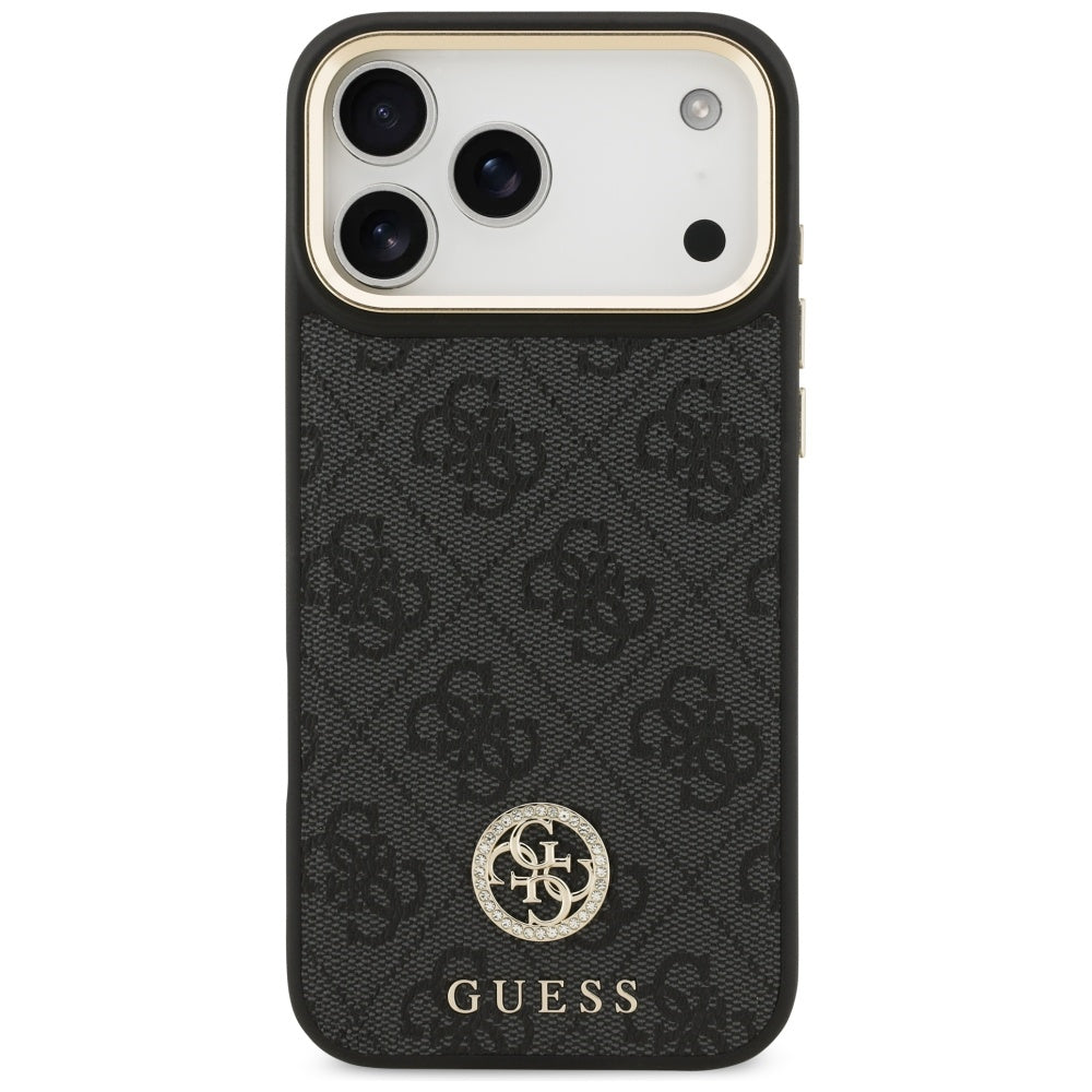 Θήκη MagSafe για Apple iPhone 17 Pro Max, Guess, 4G Strass Logo with Big Strap, Μαύρη