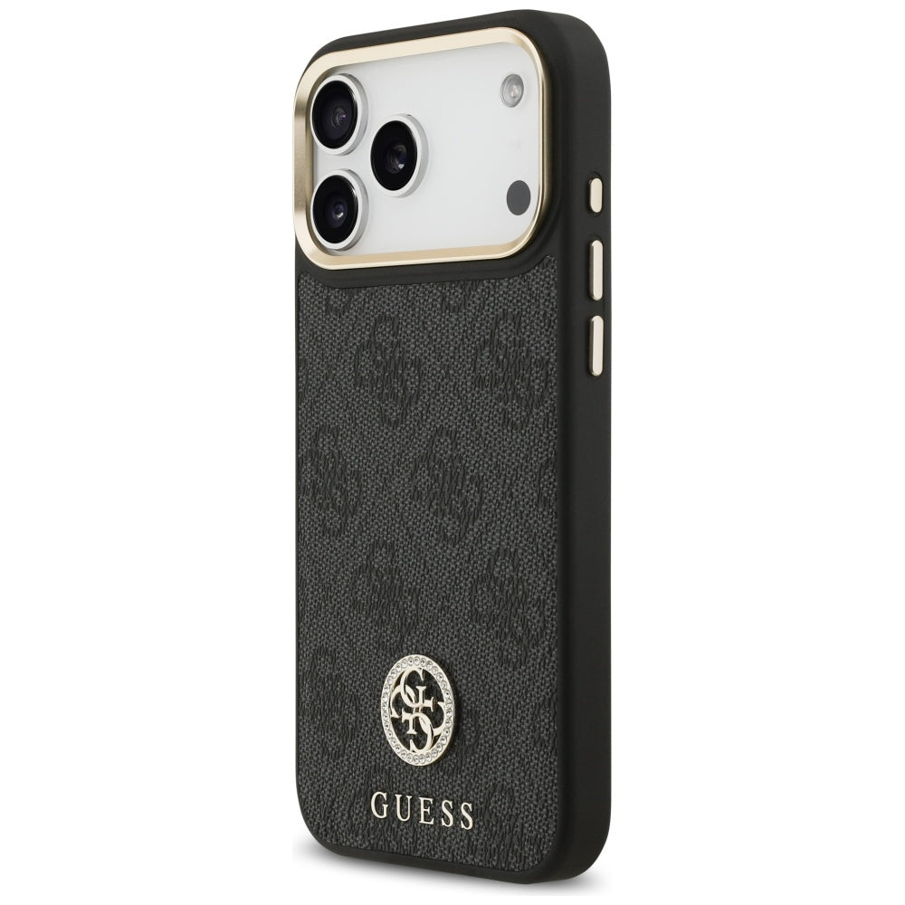 Θήκη MagSafe για Apple iPhone 17 Pro Max, Guess, 4G Strass Logo with Big Strap, Μαύρη