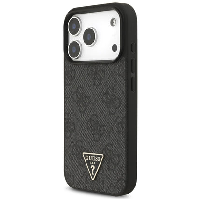 Θήκη MagSafe για Apple iPhone 17 Pro Max, Guess, 4G Triangle Logo με Λουράκι Κορδονιού, Μαύρη