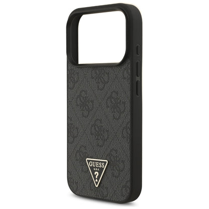 Θήκη MagSafe για Apple iPhone 17 Pro Max, Guess, 4G Triangle Logo με Λουράκι Κορδονιού, Μαύρη