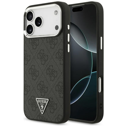 Θήκη MagSafe για Apple iPhone 17 Pro Max, Guess, 4G Triangle Logo, Μαύρη Ασημί