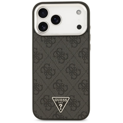 Θήκη MagSafe για Apple iPhone 17 Pro Max, Guess, 4G Triangle Logo, Μαύρη Ασημί