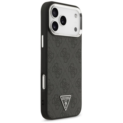 Θήκη MagSafe για Apple iPhone 17 Pro Max, Guess, 4G Triangle Logo, Μαύρη Ασημί