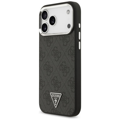 Θήκη MagSafe για Apple iPhone 17 Pro Max, Guess, 4G Triangle Logo, Μαύρη Ασημί