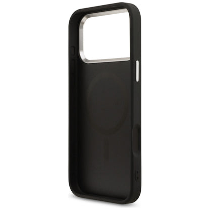 Θήκη MagSafe για Apple iPhone 17 Pro Max, Guess, 4G Triangle Logo, Μαύρη Ασημί