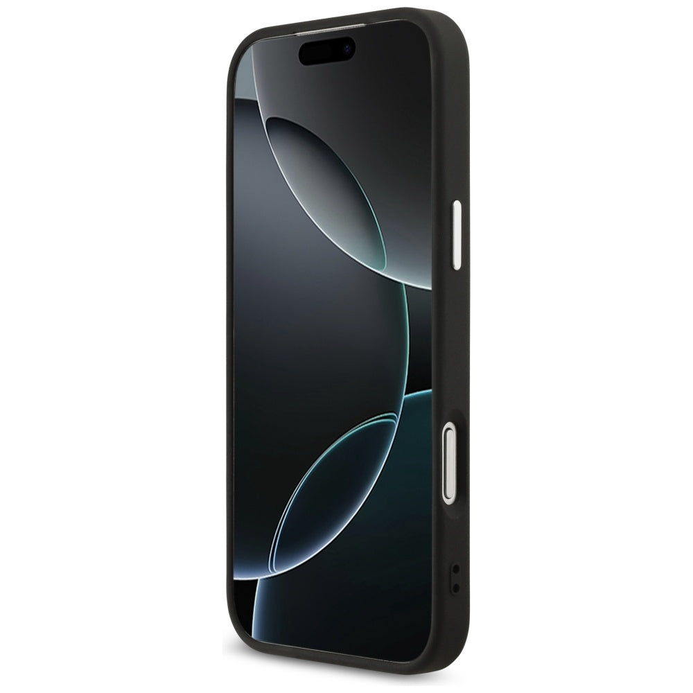 Θήκη MagSafe για Apple iPhone 17 Pro Max, Guess, 4G Triangle Logo, Μαύρη Ασημί