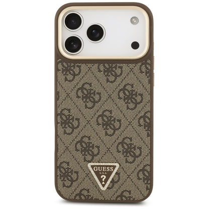 Θήκη MagSafe για Apple iPhone 17 Pro Max, Guess, 4G Triangle Logo με Μεγάλο Λουρί, Καφέ