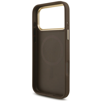 Θήκη MagSafe για Apple iPhone 17 Pro Max, Guess, 4G Triangle Logo με Μεγάλο Λουρί, Καφέ