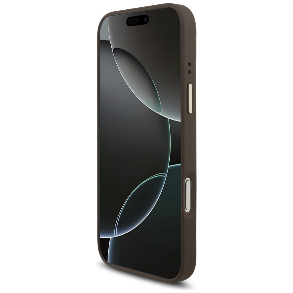 Θήκη MagSafe για Apple iPhone 17 Pro Max, Guess, 4G Triangle Logo με Μεγάλο Λουρί, Καφέ