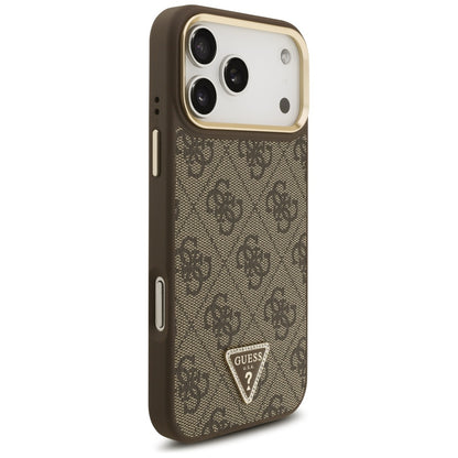 Θήκη MagSafe για Apple iPhone 17 Pro Max, Guess, 4G Triangle Logo με Μεγάλο Λουρί, Καφέ