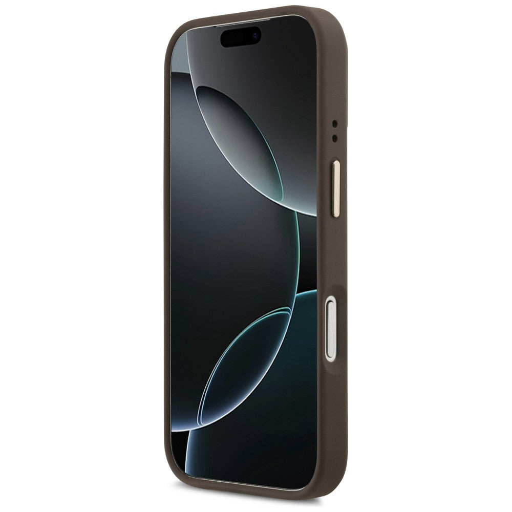 Θήκη MagSafe για Apple iPhone 17 Pro Max, Guess, 4G Triangle Logo with Stand Camera, Χρυσοκαφέ