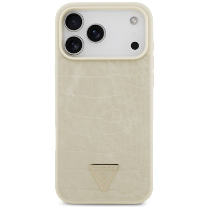 MagSafe Case for Apple iPhone 17 Pro Max, Guess, Croco Triangle Logo, Gold