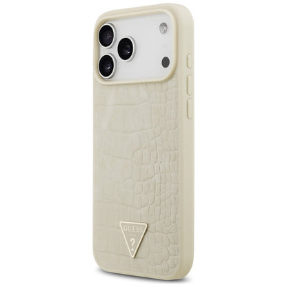 MagSafe Case for Apple iPhone 17 Pro Max, Guess, Croco Triangle Logo, Gold