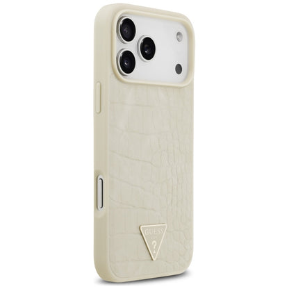 MagSafe Case for Apple iPhone 17 Pro Max, Guess, Croco Triangle Logo, Gold