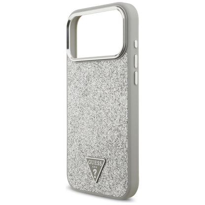 Θήκη MagSafe για Apple iPhone 17 Pro Max, Guess, Glitter Triangle Logo, Ασημί
