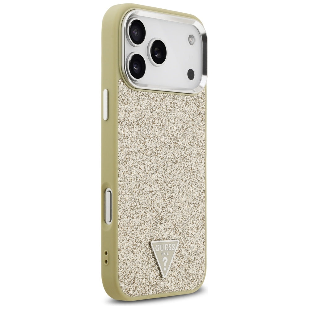 Θήκη MagSafe για Apple iPhone 17 Pro Max, Guess, Glitter Triangle Logo, Χρυσή