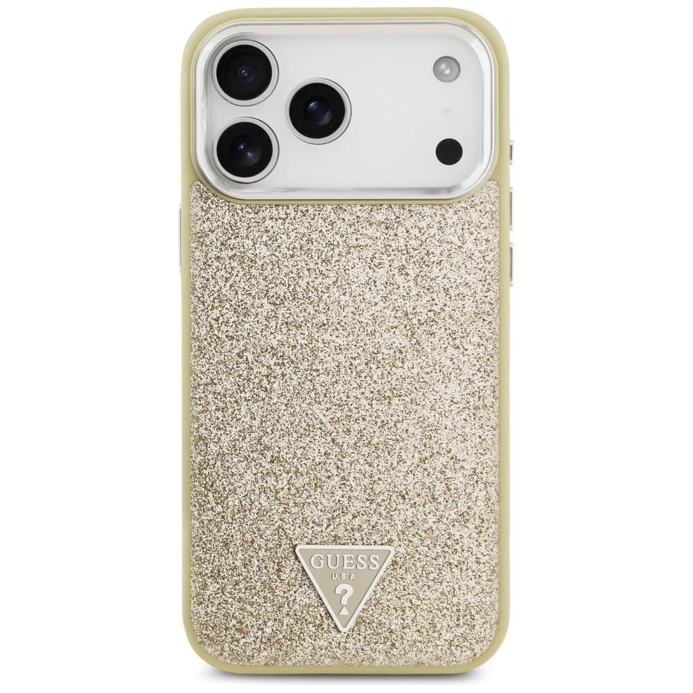 Θήκη MagSafe για Apple iPhone 17 Pro Max, Guess, Glitter Triangle Logo, Χρυσή