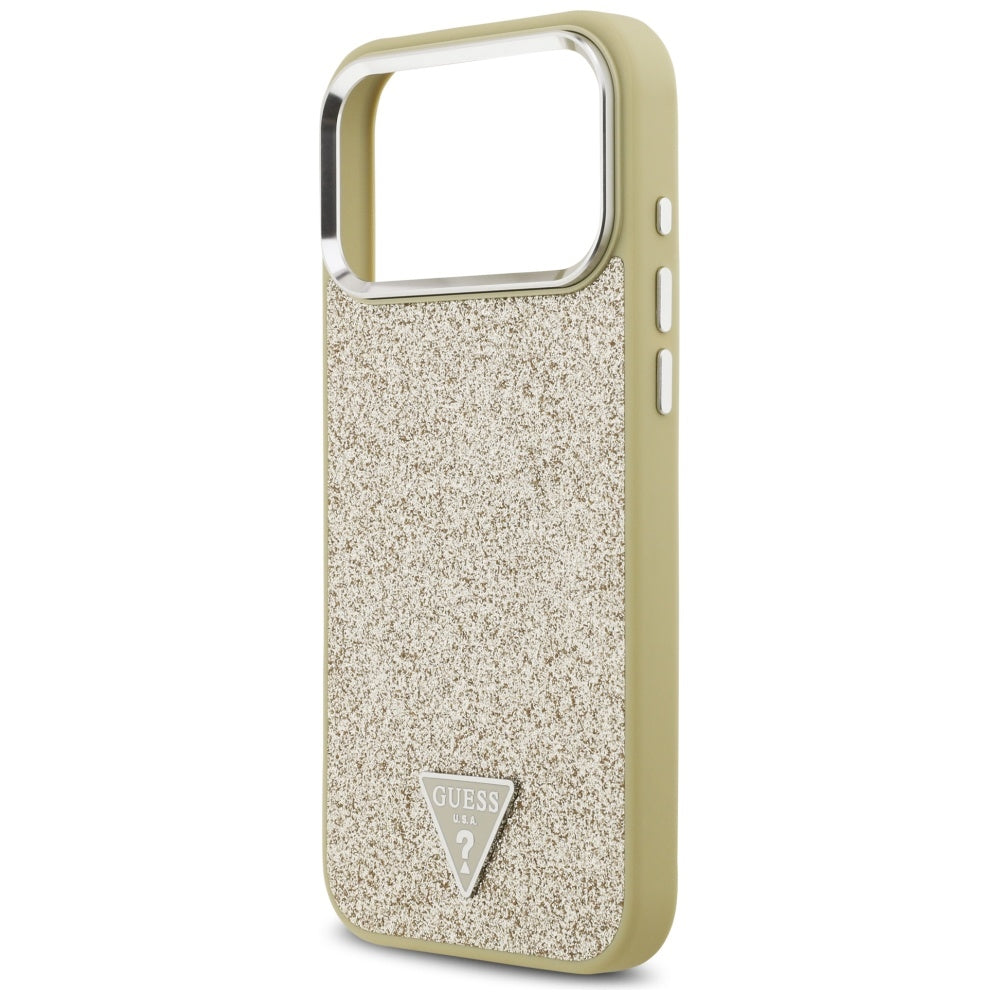 Θήκη MagSafe για Apple iPhone 17 Pro Max, Guess, Glitter Triangle Logo, Χρυσή