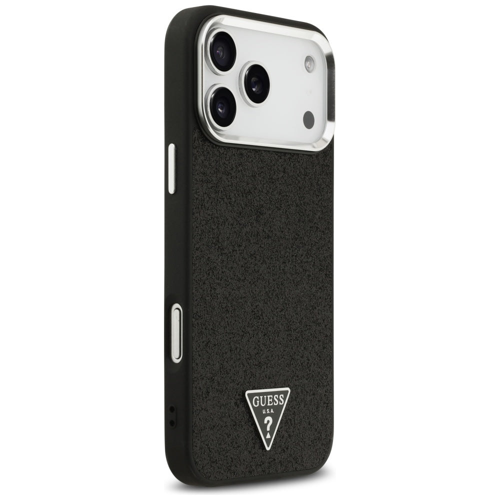 Θήκη MagSafe για Apple iPhone 17 Pro Max, Guess, Glitter Triangle Logo, Μαύρη