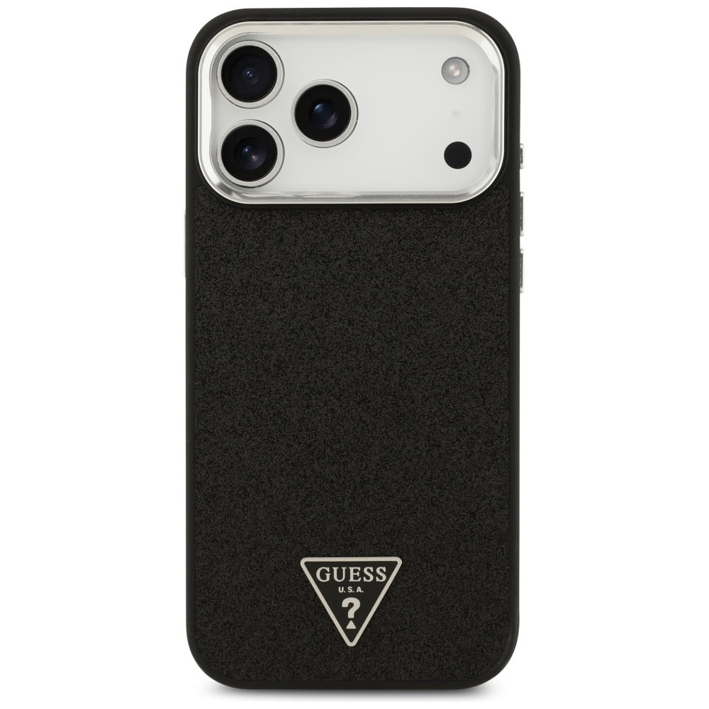 Θήκη MagSafe για Apple iPhone 17 Pro Max, Guess, Glitter Triangle Logo, Μαύρη