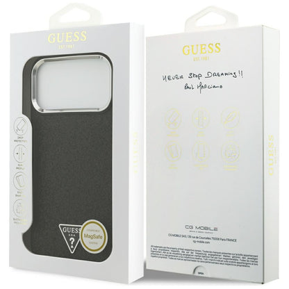 Θήκη MagSafe για Apple iPhone 17 Pro Max, Guess, Glitter Triangle Logo, Μαύρη