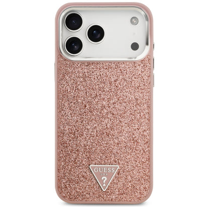 Θήκη MagSafe για Apple iPhone 17 Pro Max, Guess, Glitter Triangle Logo, Ροζ