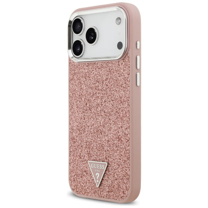 Θήκη MagSafe για Apple iPhone 17 Pro Max, Guess, Glitter Triangle Logo, Ροζ