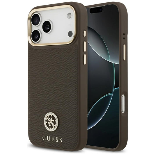 Θήκη MagSafe για Apple iPhone 17 Pro Max, Guess, Grained Strass Logo, Καφέ