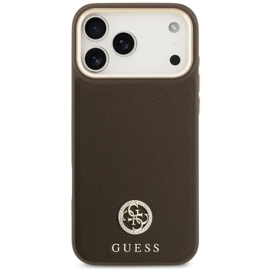 Θήκη MagSafe για Apple iPhone 17 Pro Max, Guess, Grained Strass Logo, Καφέ