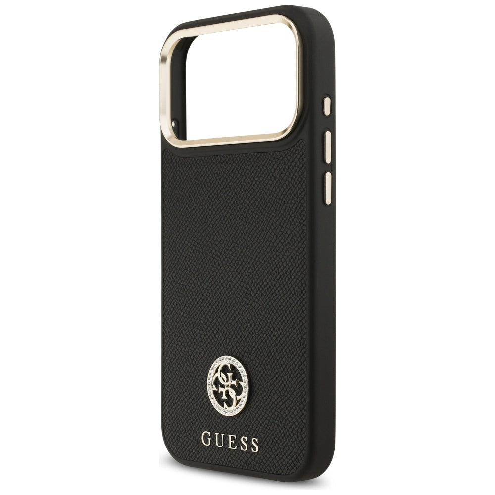 MagSafe Case for Apple iPhone 17 Pro Max, Guess, Grained Strass Logo, Black