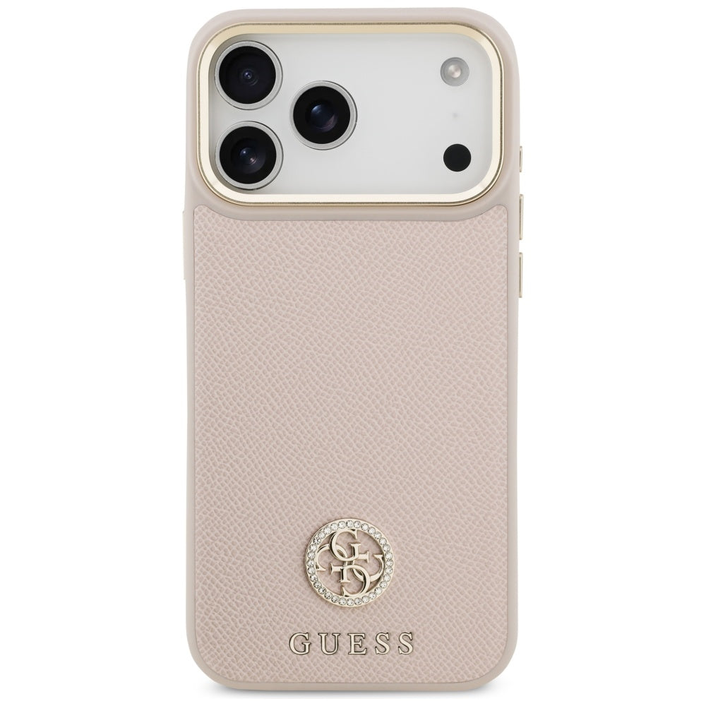 Θήκη MagSafe για Apple iPhone 17 Pro Max, Guess, Grained Strass Logo, Ροζ
