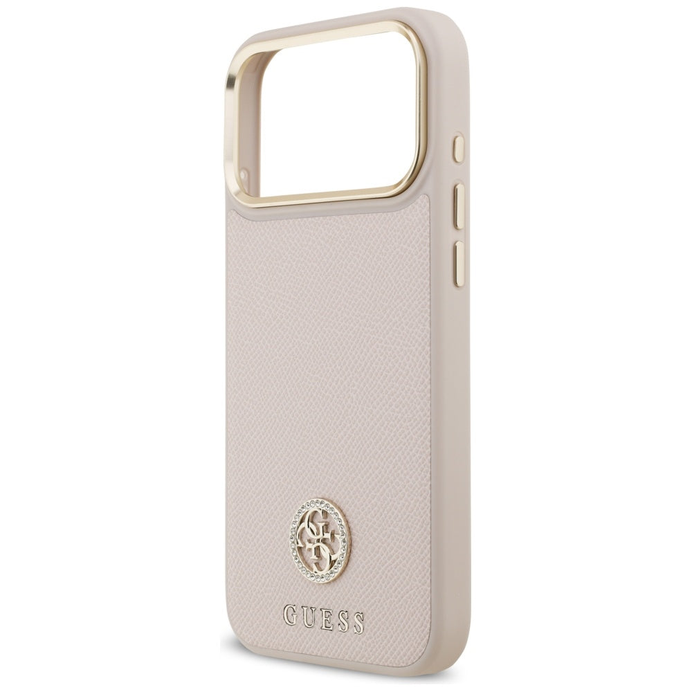 Θήκη MagSafe για Apple iPhone 17 Pro Max, Guess, Grained Strass Logo, Ροζ