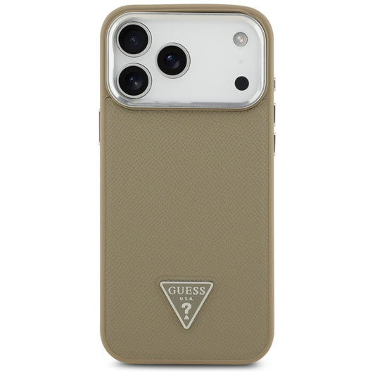 MagSafe Case for Apple iPhone 17 Pro Max, Guess, Grained Triangle Logo, Brown