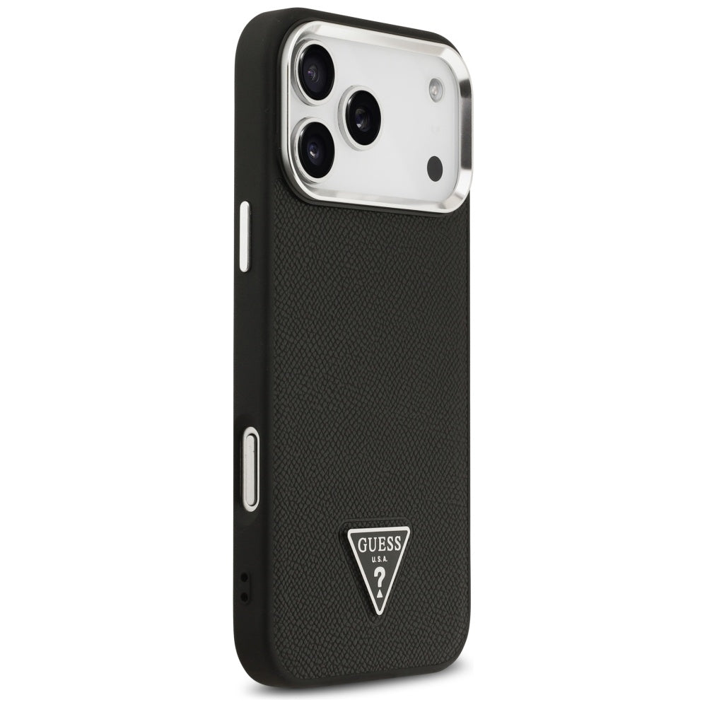 MagSafe Case for Apple iPhone 17 Pro Max, Guess, Grained Triangle Logo, Black