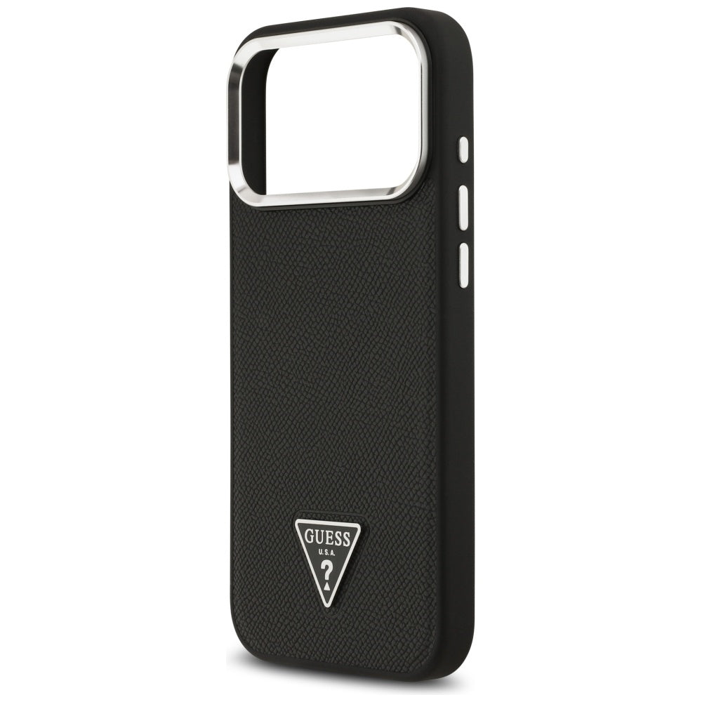 MagSafe Case for Apple iPhone 17 Pro Max, Guess, Grained Triangle Logo, Black