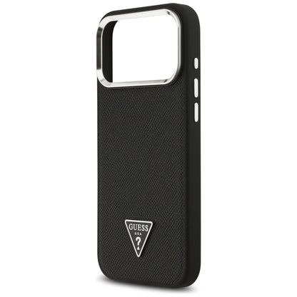 MagSafe Case for Apple iPhone 17 Pro Max, Guess, Grained Triangle Logo, Black