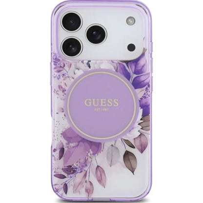 Θήκη MagSafe για Apple iPhone 17 Pro Max, Guess, IML Flower & Tonal Circle, Μοβ