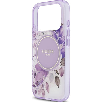 Θήκη MagSafe για Apple iPhone 17 Pro Max, Guess, IML Flower & Tonal Circle, Μοβ
