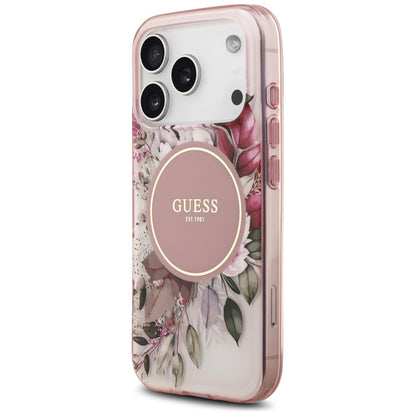 MagSafe Case for Apple iPhone 17 Pro Max, Guess, IML Flower & Tonal Circle, Pink