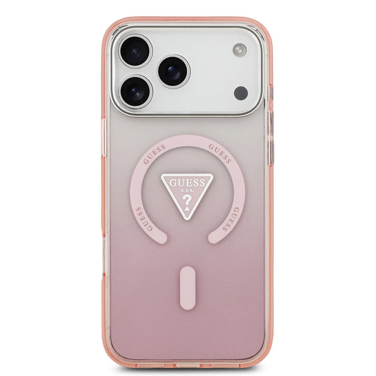 Θήκη MagSafe για Apple iPhone 17 Pro Max, Guess, IML Gradient Triangle Logo, Ροζ