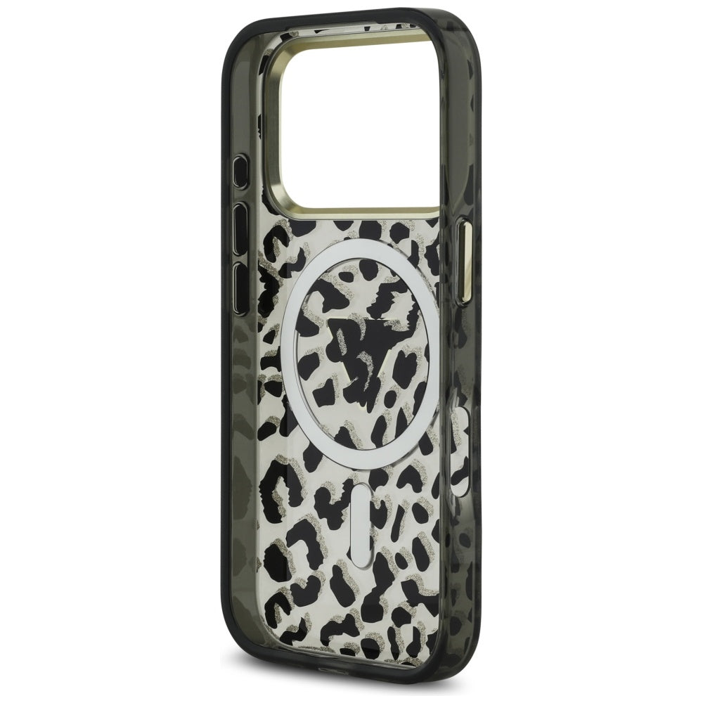 Θήκη MagSafe για Apple iPhone 17 Pro Max, Guess, Leopard Glitter, Μαύρη