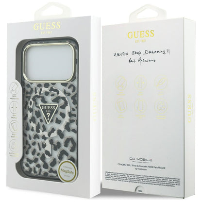 Θήκη MagSafe για Apple iPhone 17 Pro Max, Guess, Leopard Glitter, Μαύρη