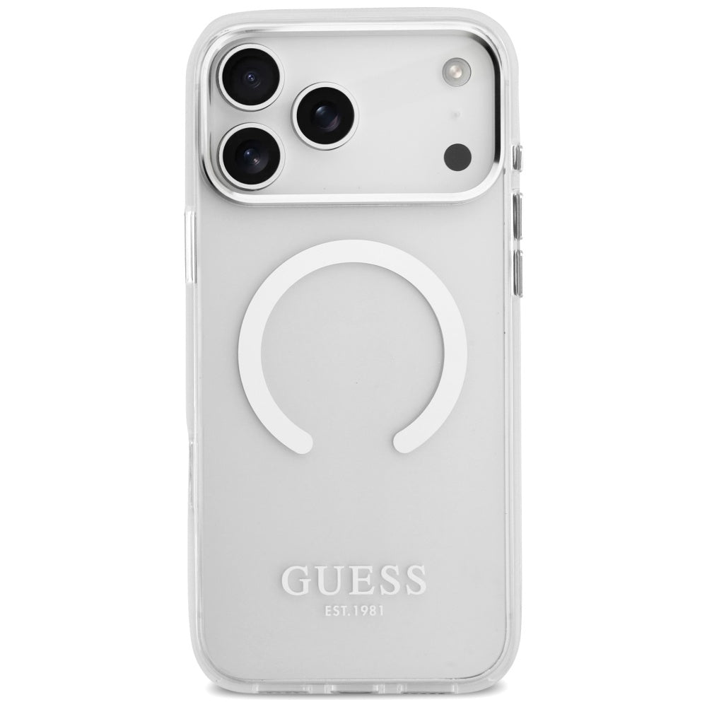 Θήκη MagSafe για Apple iPhone 17 Pro Max, Guess, Metal Outline, Ασημί