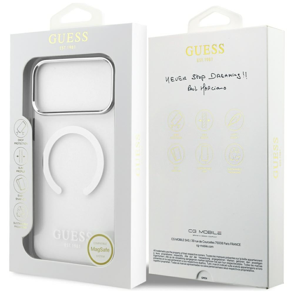 Θήκη MagSafe για Apple iPhone 17 Pro Max, Guess, Metal Outline, Ασημί
