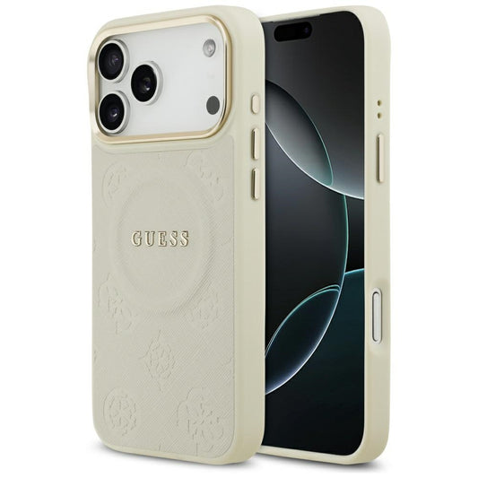 Θήκη MagSafe για Apple iPhone 17 Pro Max, Guess, Peony Hot Stamp, Μπεζ