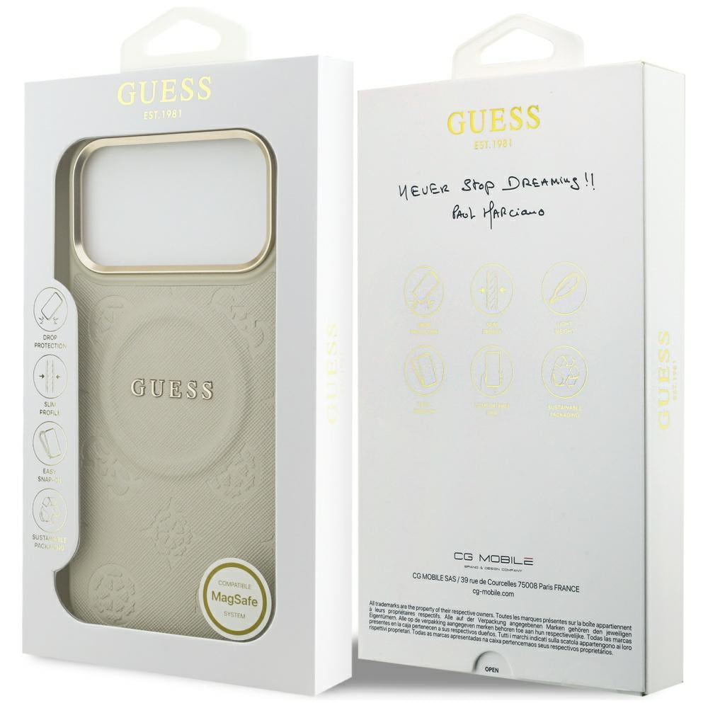 Θήκη MagSafe για Apple iPhone 17 Pro Max, Guess, Peony Hot Stamp, Μπεζ