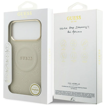 Θήκη MagSafe για Apple iPhone 17 Pro Max, Guess, Peony Hot Stamp, Μπεζ