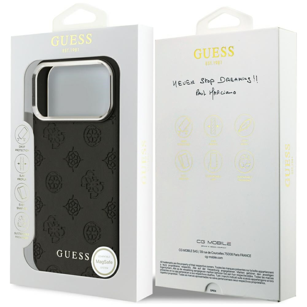 Θήκη MagSafe για Apple iPhone 17 Pro Max, Guess, Peony Hot Stamp Script, Μαύρη