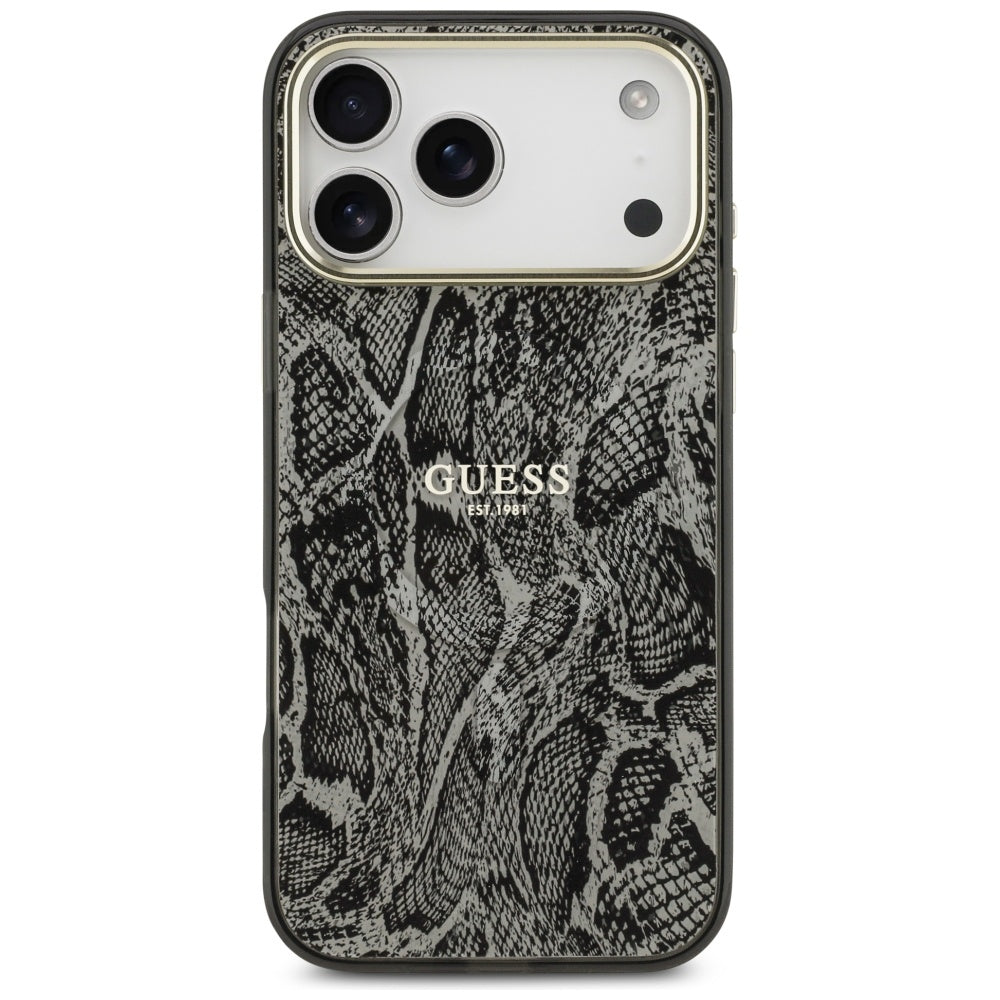 Θήκη MagSafe για Apple iPhone 17 Pro Max, Guess, Python Pattern, Μαύρη