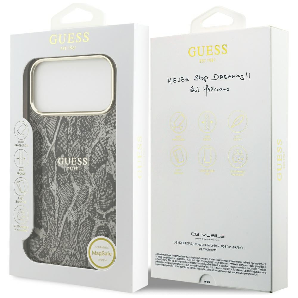 Θήκη MagSafe για Apple iPhone 17 Pro Max, Guess, Python Pattern, Μαύρη